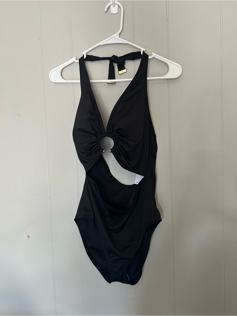 Michael Michael Kors Black Cutout Halter One Piece Swimsuit